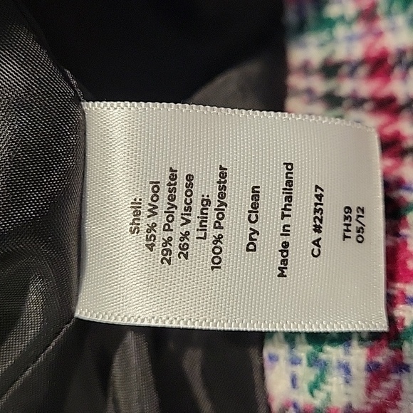 Talbots Wool Blend Pink Green Plaid blazer - Picture 9 of 9